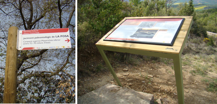 Senyals instal·lats al jaciment de la Posa.